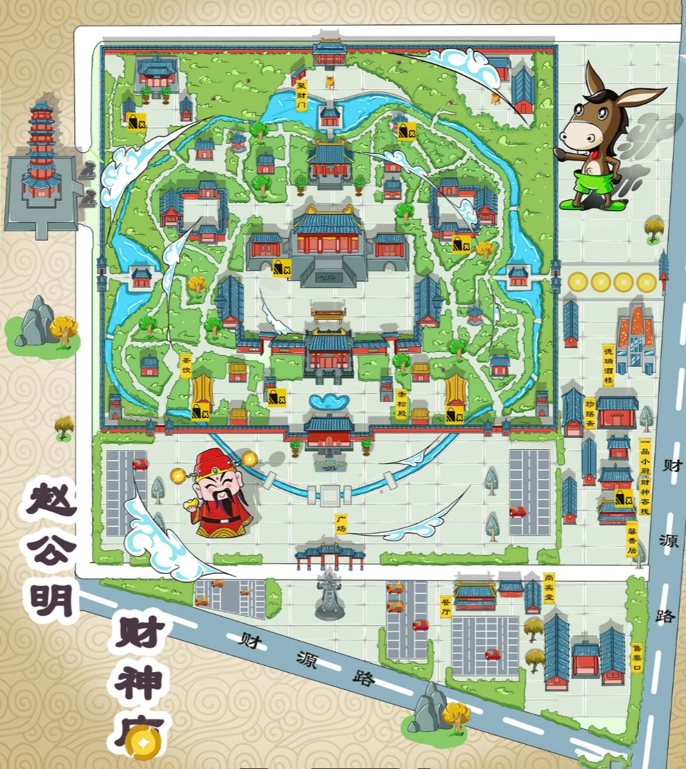 南浔寺庙类手绘地图